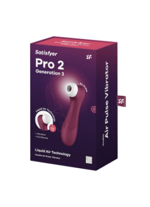 Stimulateur de clitoris 2 embouts avec techonologie Liquid Air Pro 2 Generation 3 rouge USB Satisfyer - CC597814